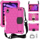 For iPad mini 6 Honeycomb Design EVA + PC Material Four Corner Anti Falling Flat Protective Shell With Strap(Rose Red+Black) - 1