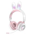KE-01 Rabbit Ear Wireless Bluetooth 5.0 Stereo Music Foldable Headset with Mic For PC(White Pink) - 1