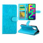For Samsung Galaxy F22 Crazy Horse Texture Leather Horizontal Flip Protective Case with Holder & Card Slots & Wallet & Photo Frame(baby Blue) - 1