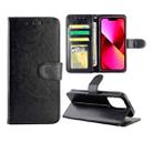 For iPhone 13 Crazy Horse Texture Leather Horizontal Flip Protective Case with Holder & Card Slots & Wallet & Photo Frame (Black) - 1
