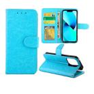 For iPhone 13 Pro Crazy Horse Texture Leather Horizontal Flip Protective Case with Holder & Card Slots & Wallet & Photo Frame  (Baby Blue) - 1