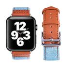 Silver Buckle Leather Strap For Apple Watch Series 9&8&7 41mm / SE 3&SE 2&6&SE&5&4 40mm / 3&2&1 38mm(Light blue + brown) - 1