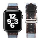 Silver Buckle Leather Strap For Apple Watch Series 9&8&7 41mm / SE 3&SE 2&6&SE&5&4 40mm / 3&2&1 38mm(Light Blue+Black) - 1