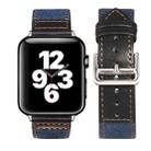 Silver Buckle Leather Strap For Apple Watch Series 9&8&7 41mm / SE 3&SE 2&6&SE&5&4 40mm / 3&2&1 38mm(Blue+Black) - 1