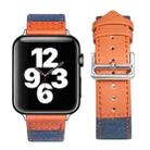 Silver Buckle Leather Strap For Apple Watch Series 9&8&7 41mm / SE 3&SE 2&6&SE&5&4 40mm / 3&2&1 38mm(Blue+Brown) - 1