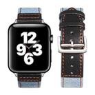 Silver Buckle Leather Strap For Apple Watch Ultra 49mm&Watch Ultra 2 49mm / Series 9&8&7 45mm / SE 3&SE 2&6&SE&5&4 44mm / 3&2&1 42mm(Light Blue+Black) - 1