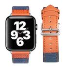 Silver Buckle Leather Strap For Apple Watch Ultra 49mm&Watch Ultra 2 49mm / Series 9&8&7 45mm / SE 3&SE 2&6&SE&5&4 44mm / 3&2&1 42mm(Blue+Brown) - 1