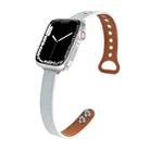 Leather  Strap Watch Band For Apple Watch Series 9&8&7 41mm / SE 3&SE 2&6&SE&5&4 40mm / 3&2&1 38mm(White) - 1
