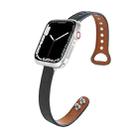 Leather  Strap Watch Band For Apple Watch Series 9&8&7 41mm / SE 3&SE 2&6&SE&5&4 40mm / 3&2&1 38mm(Black) - 1