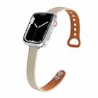 Leather  Strap Watch Band For Apple Watch Series 9&8&7 41mm / SE 3&SE 2&6&SE&5&4 40mm / 3&2&1 38mm(Beige) - 1