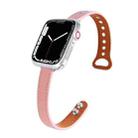 Leather  Strap Watch Band For Apple Watch Ultra 49mm&Watch Ultra 2 49mm / Series 9&8&7 45mm / SE 3&SE 2&6&SE&5&4 44mm / 3&2&1 42mm(Pink) - 1