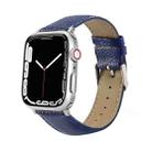 Leather  Strap Watch Band For Apple Watch Series 8&7 41mm / SE 2&6&SE&5&4 40mm / 3&2&1 38mm(Blue) - 1