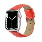 Leather  Strap Watch Band For Apple Watch Ultra 49mm / Series 8&7 45mm / SE 2&6&SE&5&4 44mm / 3&2&1 42mm(Orange) - 1