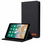 For iPad mini 6 Cloth Teature Horizontal Flip PU Leather Tablet Case with Holder & Card Slots(Black) - 1