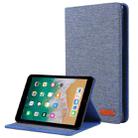 For iPad mini 6 Cloth Teature Horizontal Flip PU Leather Tablet Case with Holder & Card Slots(Blue) - 1