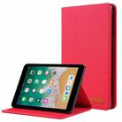 For iPad mini 6 Cloth Teature Horizontal Flip PU Leather Tablet Case with Holder & Card Slots(Red) - 1