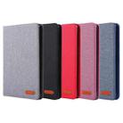 For iPad mini 6 Cloth Teature Horizontal Flip PU Leather Tablet Case with Holder & Card Slots(Red) - 6