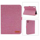 For iPad mini 6 Cloth Teature Horizontal Flip PU Leather Tablet Case with Holder & Card Slots(Rose Red) - 1