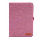 For iPad mini 6 Cloth Teature Horizontal Flip PU Leather Tablet Case with Holder & Card Slots(Rose Red) - 2