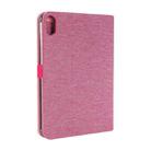 For iPad mini 6 Cloth Teature Horizontal Flip PU Leather Tablet Case with Holder & Card Slots(Rose Red) - 3