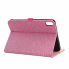 For iPad mini 6 Cloth Teature Horizontal Flip PU Leather Tablet Case with Holder & Card Slots(Rose Red) - 5