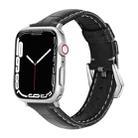 Leather  Strap Watch Band For Apple Watch Series 9&8&7 41mm / SE 3&SE 2&6&SE&5&4 40mm / 3&2&1 38mm(Black) - 1