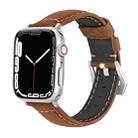 Leather  Strap Watch Band For Apple Watch Series 9&8&7 41mm / SE 3&SE 2&6&SE&5&4 40mm / 3&2&1 38mm(Brown) - 1