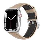 Leather  Strap Watch Band For Apple Watch Series 9&8&7 41mm / SE 3&SE 2&6&SE&5&4 40mm / 3&2&1 38mm(Light Brown) - 1