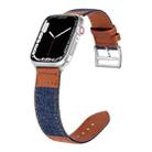 Denim Fit Leather Watch Band For Apple Watch Ultra 49mm&Watch Ultra 2 49mm / Series 9&8&7 45mm / SE 3&SE 2&6&SE&5&4 44mm / 3&2&1 42mm(Blue+Brown) - 1