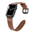 Leather  Strap Watch Band For Apple Watch Series 9&8&7 41mm / SE 3&SE 2&6&SE&5&4 40mm / 3&2&1 38mm(Brown) - 1