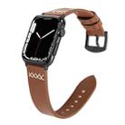 Leather  Strap Watch Band For Apple Watch Ultra 49mm&Watch Ultra 2 49mm / Series 9&8&7 45mm / SE 3&SE 2&6&SE&5&4 44mm / 3&2&1 42mm(Brown) - 1
