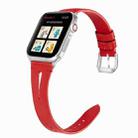 Leather Strap For Apple Watch Series 8&7 41mm / SE 2&6&SE&5&4 40mm / 3&2&1 38mm(Red) - 1