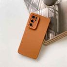 For Huawei P40 Straight Side Liquid Silicone Phone Case(Brown) - 1