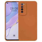 For Huawei Nova 7  5G Straight Side Liquid Silicone Phone Case(Brown) - 1