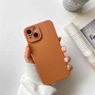 For iPhone 13 Pro Straight Side Liquid Silicone Phone Case (Brown) - 1