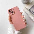 For iPhone 13 Pro Straight Side Liquid Silicone Phone Case (Pink) - 1
