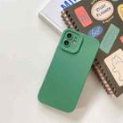 For iPhone 12 Straight Side Liquid Silicone Phone Case(Green) - 1