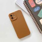 For iPhone 11 Straight Side Liquid Silicone Phone Case (Brown) - 1