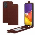 For Samsung Galaxy Quantum 2 / A82 R64 Texture Single Vertical Flip Leather Protective Case with Card Slots & Photo Frame(Brown) - 1