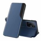 For Xiaomi Mi 11T / 11T Pro Side Display  Shockproof Horizontal Flip Leather Case with Holder(Blue) - 1