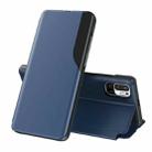 For Xiaomi Redmi Note 10 5G / Poco M3 Pro Side Display  Shockproof Horizontal Flip Leather Case with Holder(Blue) - 1