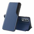 For OnePlus Nord 2 5G Side Display Magnetic Shockproof Horizontal Flip Leather Case with Holder(Blue) - 1