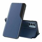 For OnePlus Nord N200 5G Side Display Magnetic Shockproof Horizontal Flip Leather Case with Holder(Blue) - 1