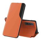 For Samsung Galaxy A03s 166mm Side Display  Shockproof Horizontal Flip Leather Case with Holder(Orange) - 1