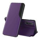 For Samsung Galaxy A03s 166mm Side Display  Shockproof Horizontal Flip Leather Case with Holder(Purple) - 1