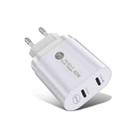 002 40W Dual Port PD USB-C / Type-C Fast Charger for iPhone / iPad Series, EU Plug(White) - 1