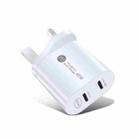 002 40W Dual Port PD USB-C / Type-C Fast Charger for iPhone / iPad Series, UK Plug(White) - 1