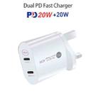 002 40W Dual Port PD USB-C / Type-C Fast Charger for iPhone / iPad Series, UK Plug(White) - 2