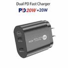 002 40W Dual Port PD / Type-C Fast Charger with USB-C to 8 Pin Data Cable, US Plug(Black) - 2
