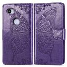 Butterfly Love Flowers Embossing Horizontal Flip Leather Case for Google Pixel 3A XL, with Holder & Card Slots & Wallet & Lanyard(Dark purple) - 1